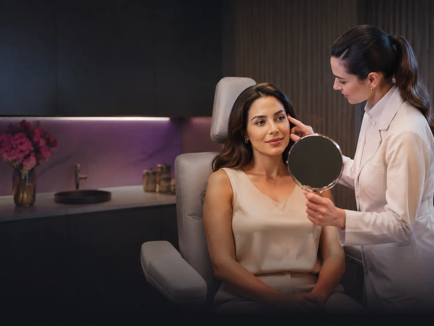 Atendimento em clínica de estética premium